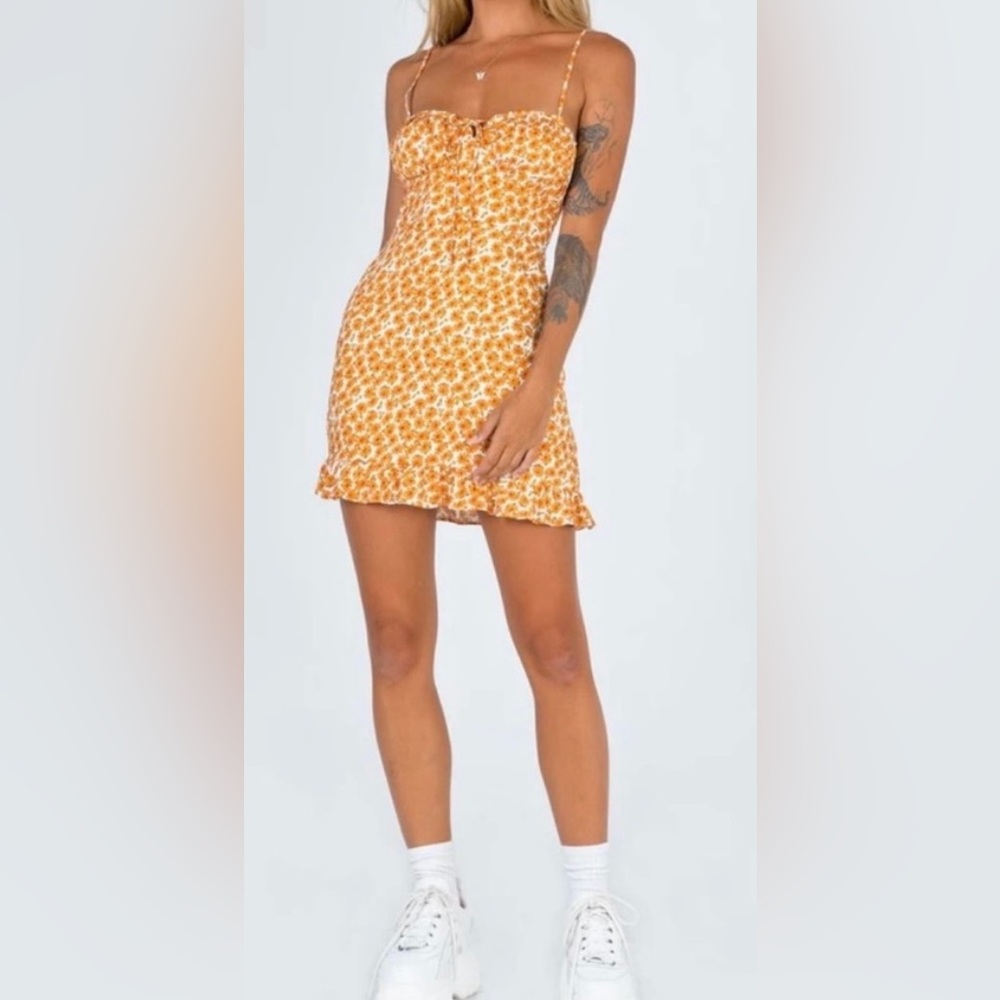 COPY - orange floral print spaghetti strap dress
